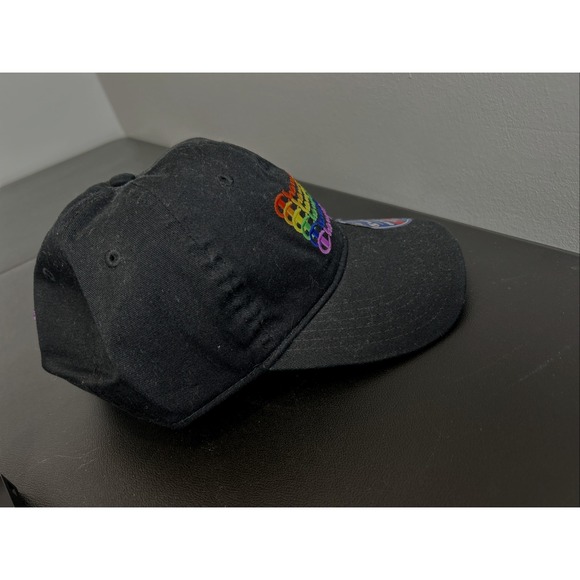 NEW - NWT Champion Pride Rainbow Colors Logo Back Strap Adjustable Black Cap - Picture 4 of 7
